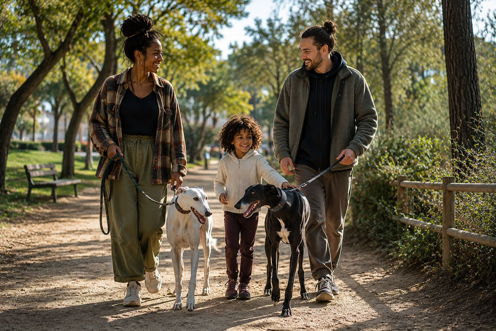 Galgos con la familia