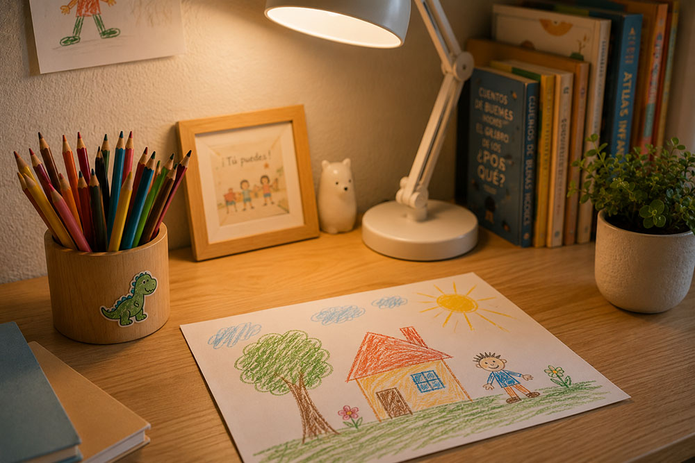 Escritorio con dibujo