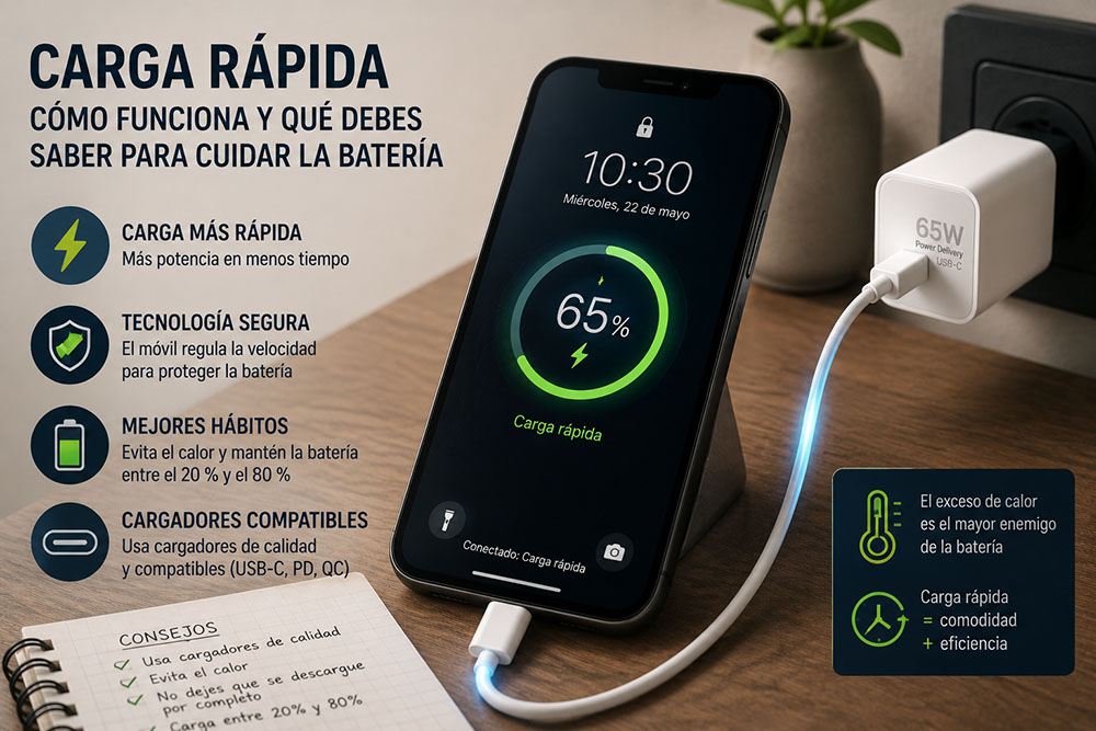 Cómo funciona la carga rápida del móvil
