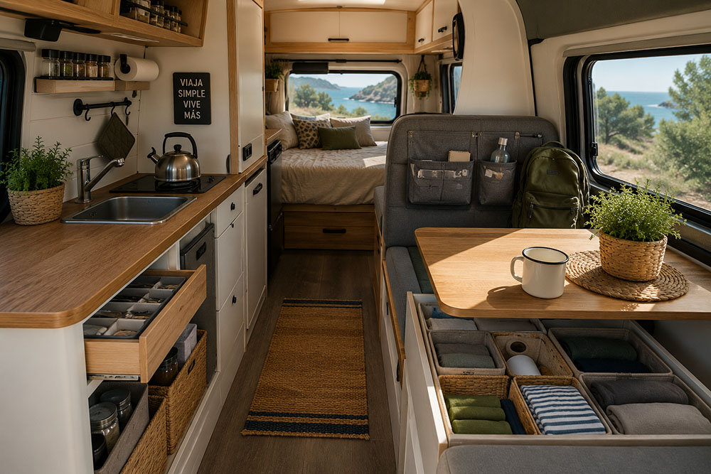 organización en una camper