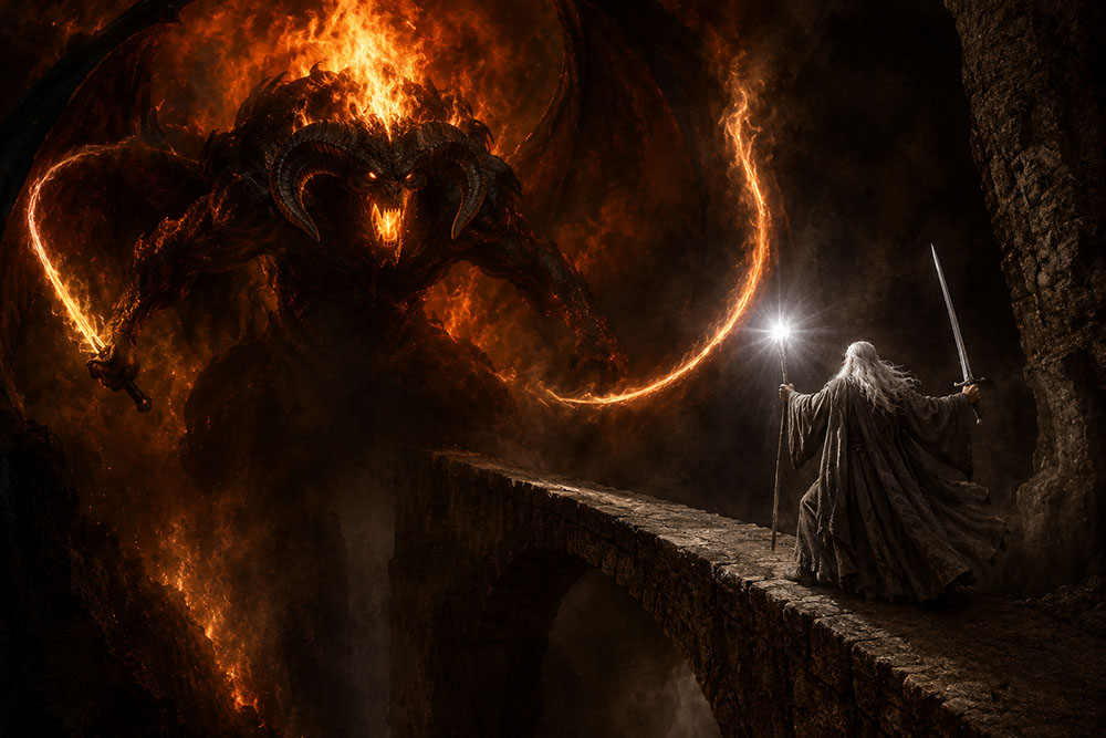 gandalf luchando contra el balrog