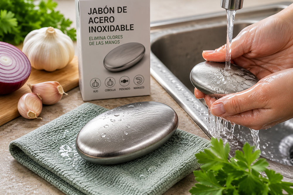 jabón de acero inoxidable para lavar manos