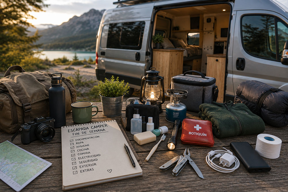 que llevar escapada camper fin de semana