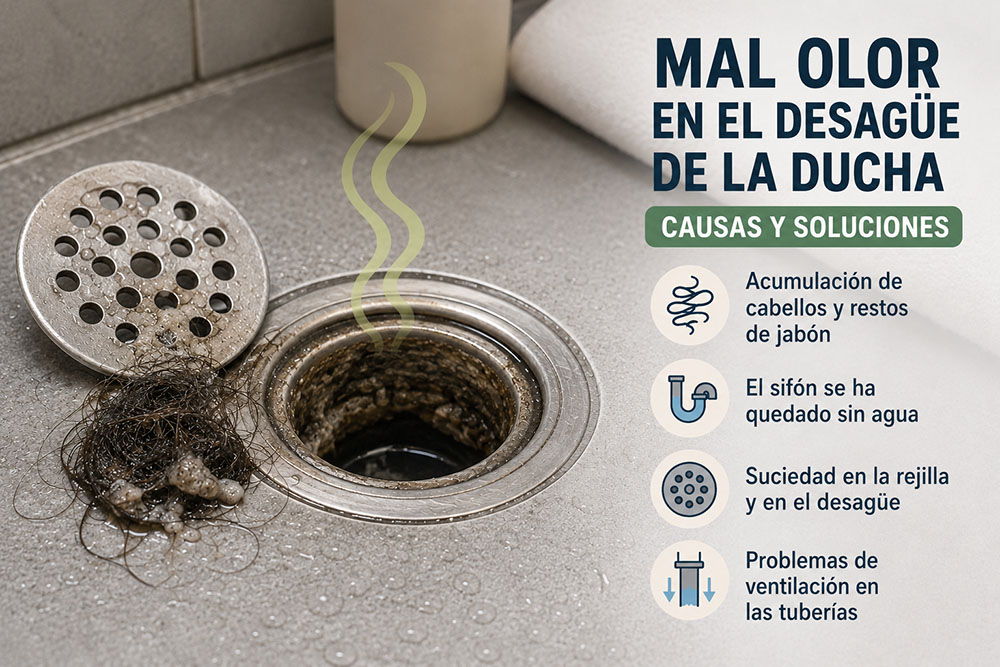 mal olor en el desagüe de la ducha