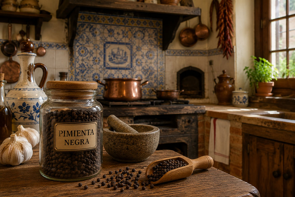 pimienta negra en la cocina