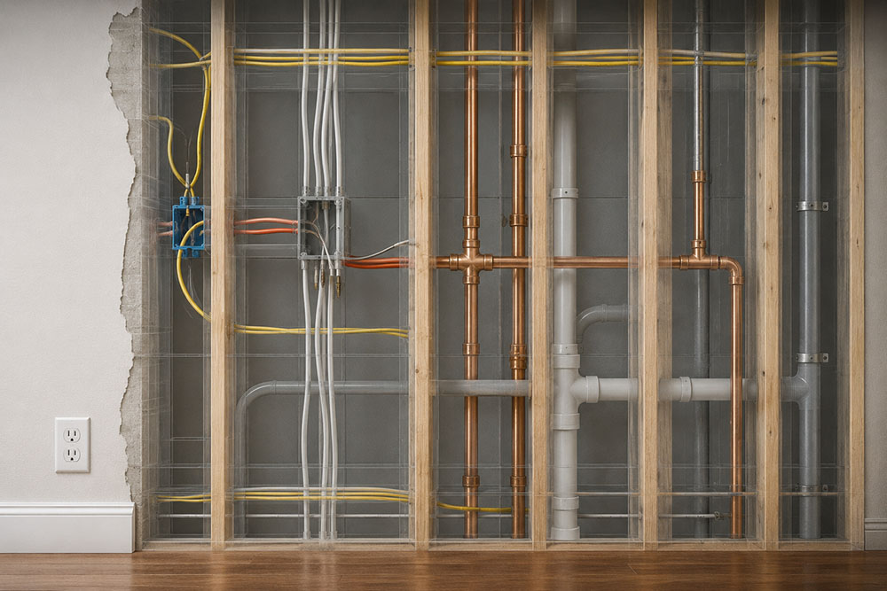 tuberías y cables en casa