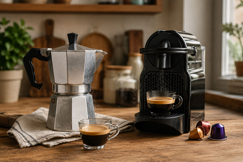 Cafetera moderna o café como el de antes