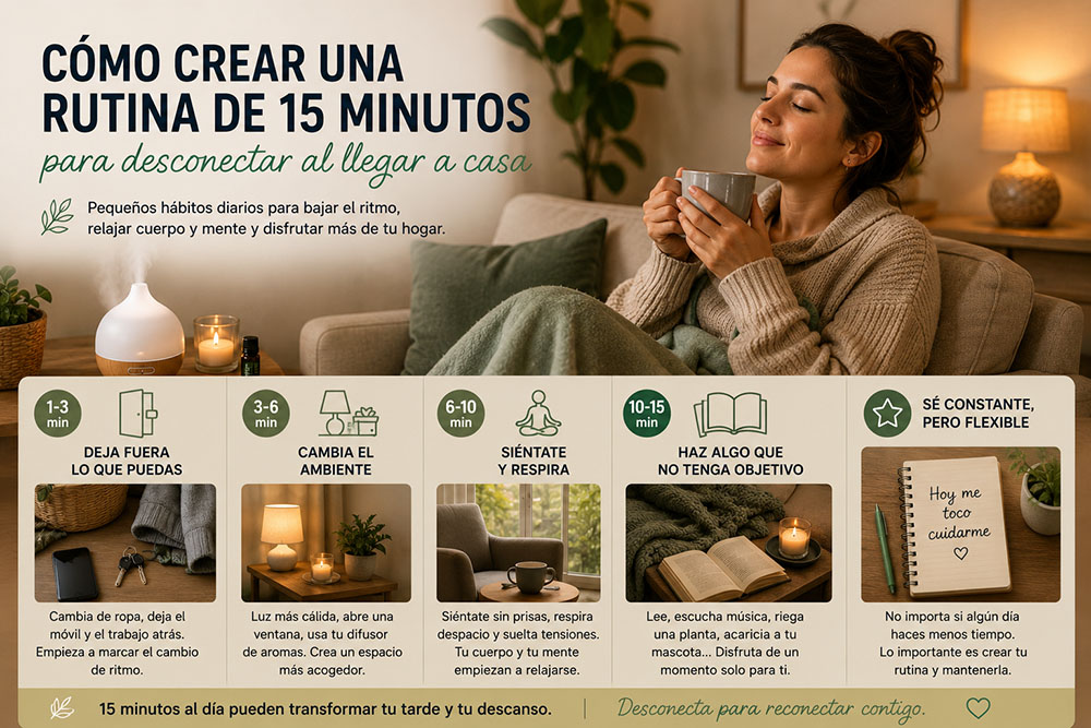 Cómo crear una rutina de 15 minutos para desconectar al llegar a casa