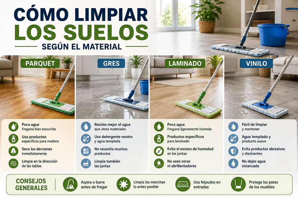 Cómo limpiar los suelos según el material