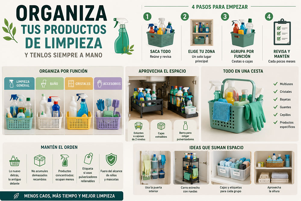 Cómo organizar los productos de limpieza