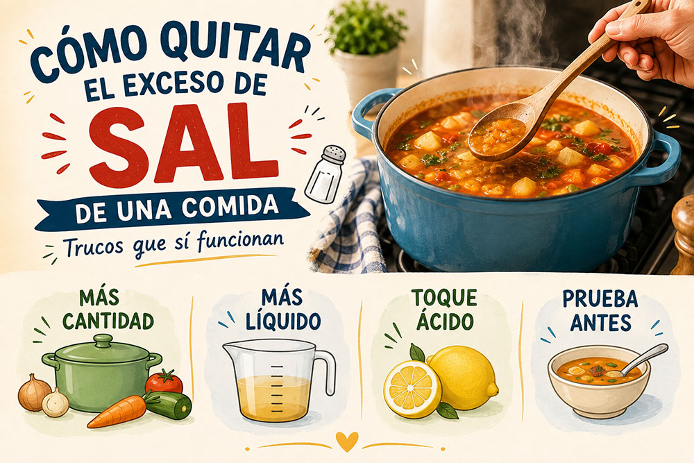 Cómo quitar el exceso de sal de una comida