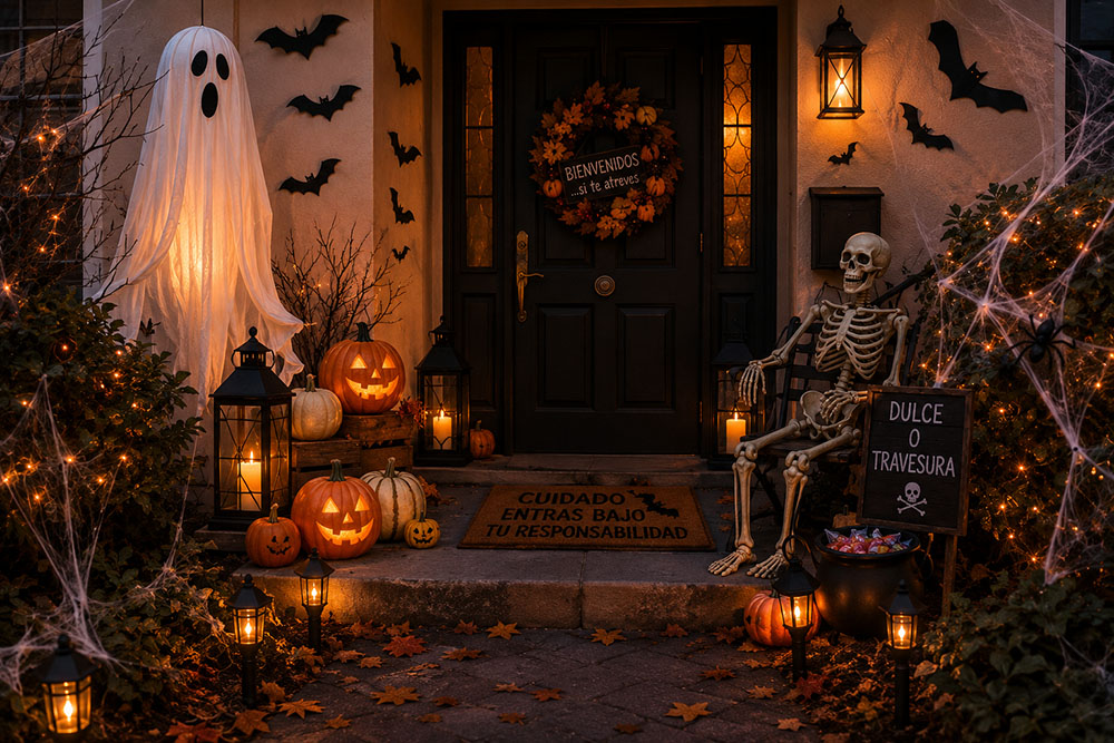 Decoración de Halloween para la entrada de casa