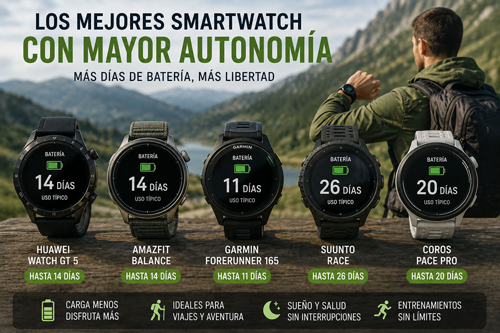 Los mejores smartwatch con mayor autonomía de batería
