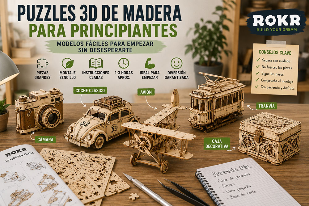 Puzzles 3D de madera para principiantes