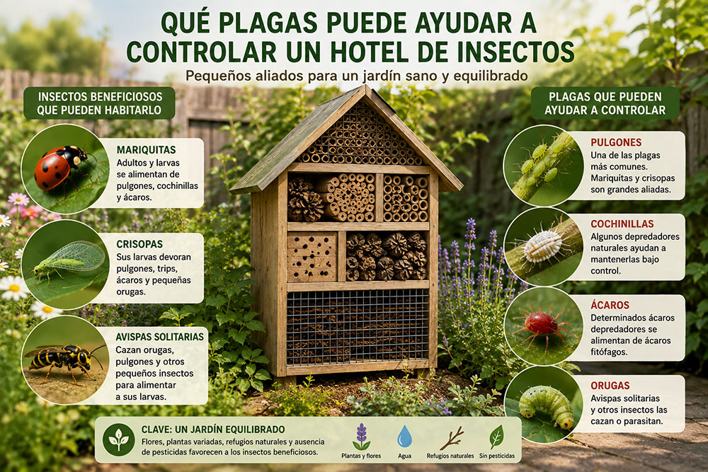 Qué plagas puede ayudar a controlar un hotel de insectos