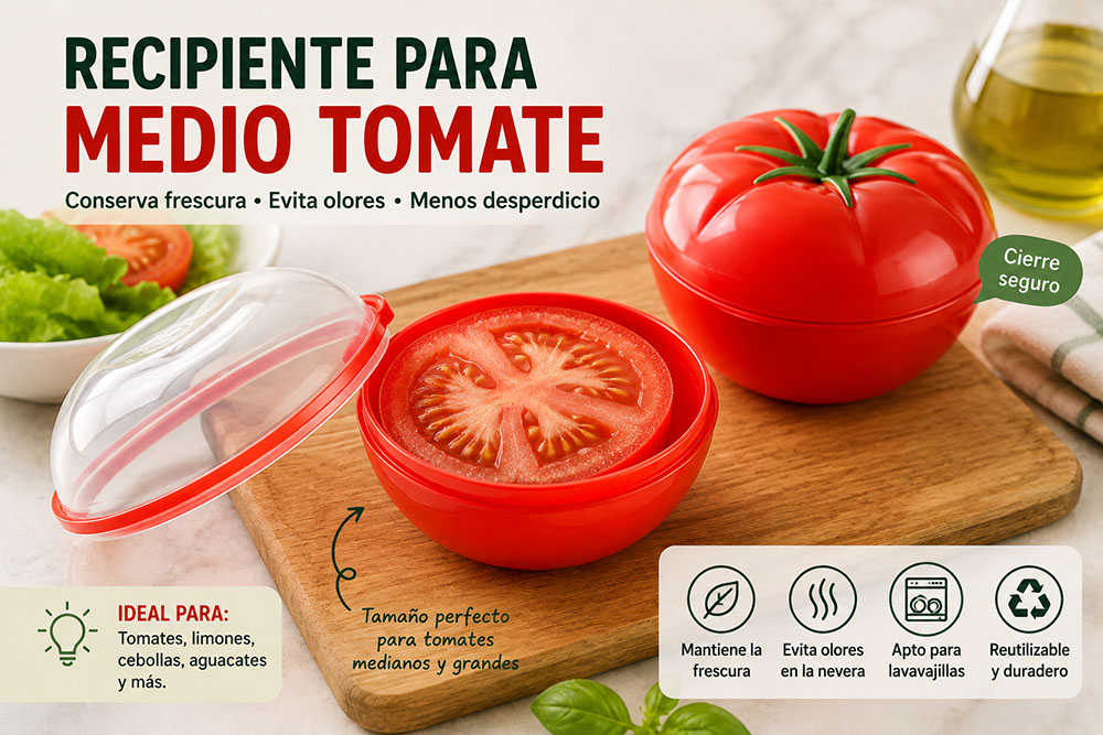 Recipiente para guardar medio tomate