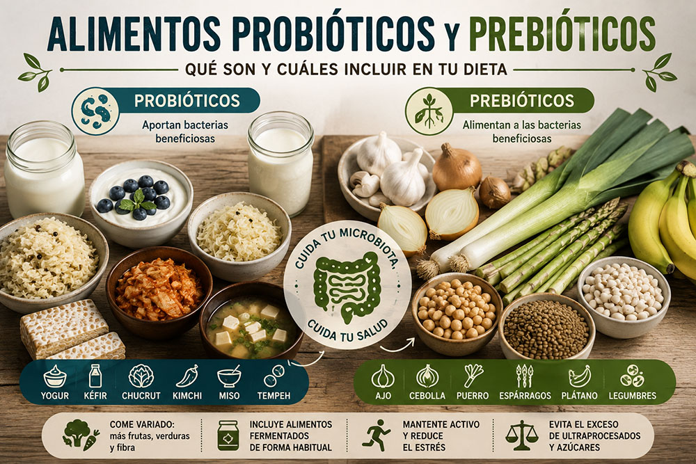 Alimentos probióticos y prebióticos: qué son y cuáles incluir en tu dieta