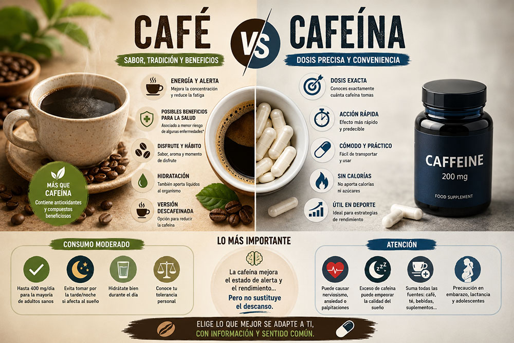 Café: beneficios, riesgos y diferencias frente a la cafeína en cápsulas