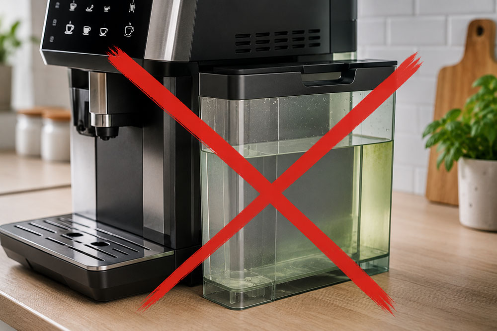 agua sucia en la cafetera