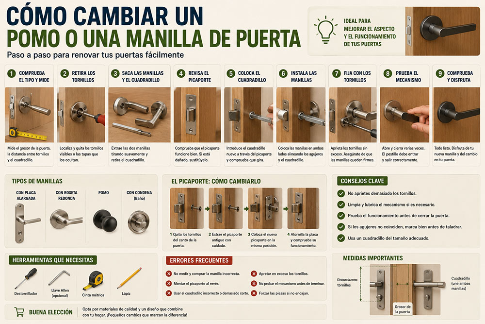 Cómo cambiar un pomo o una manilla