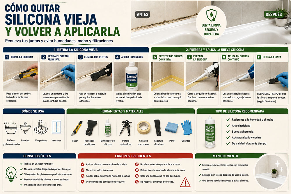 Cómo quitar silicona vieja y volver a aplicarla