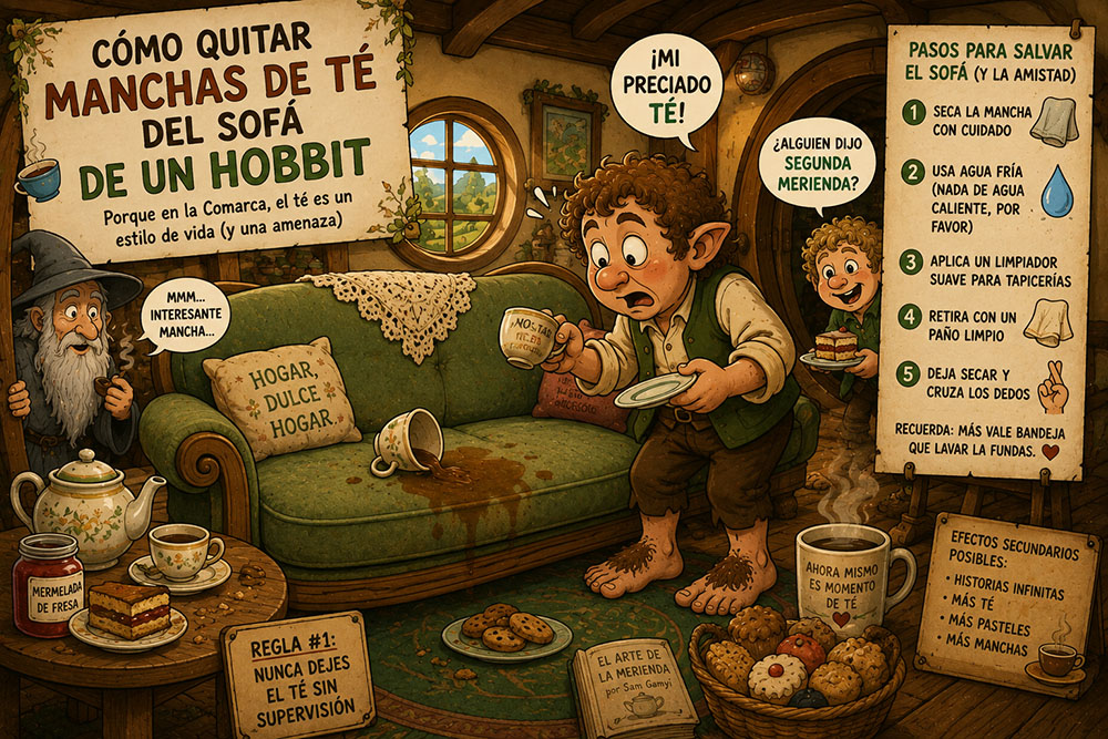 Cómo quitar manchas de té del sofá de un hobbit