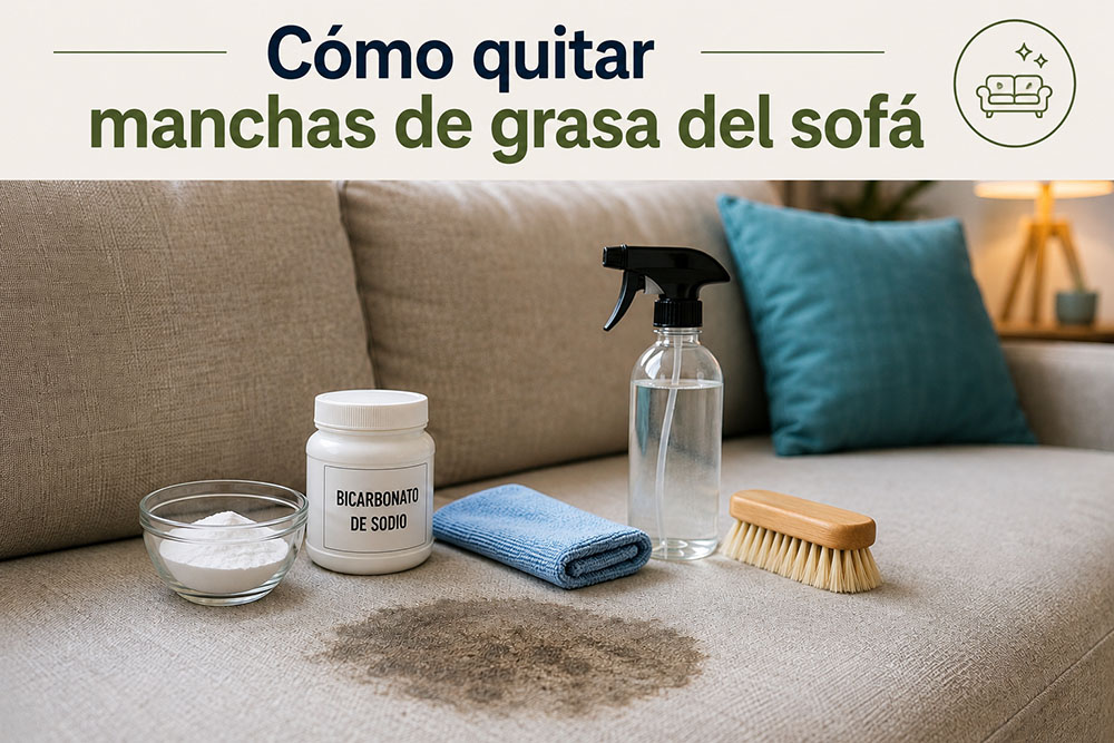 Cómo quitar manchas de grasa del sofá