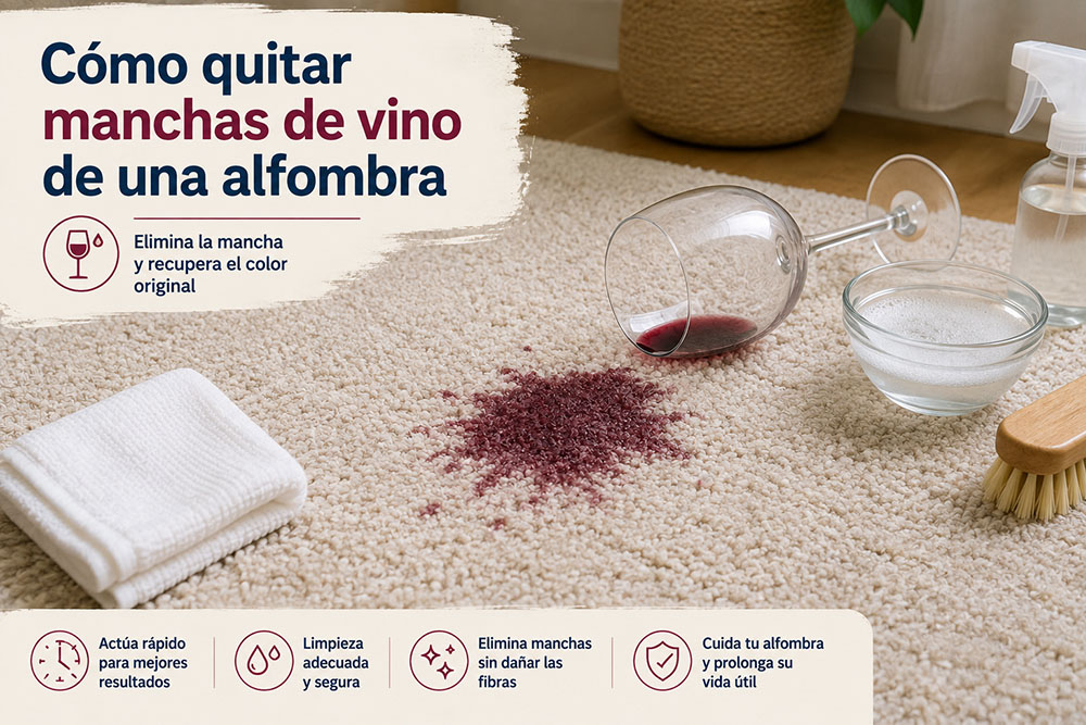 Cómo quitar manchas de vino de una alfombra