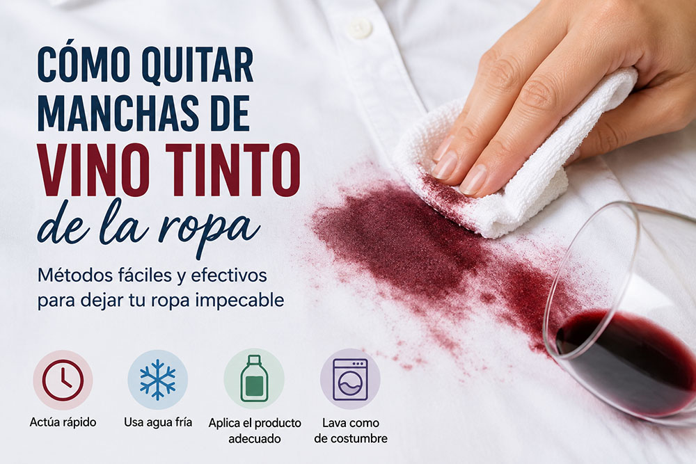 Cómo quitar manchas de vino tinto de la ropa