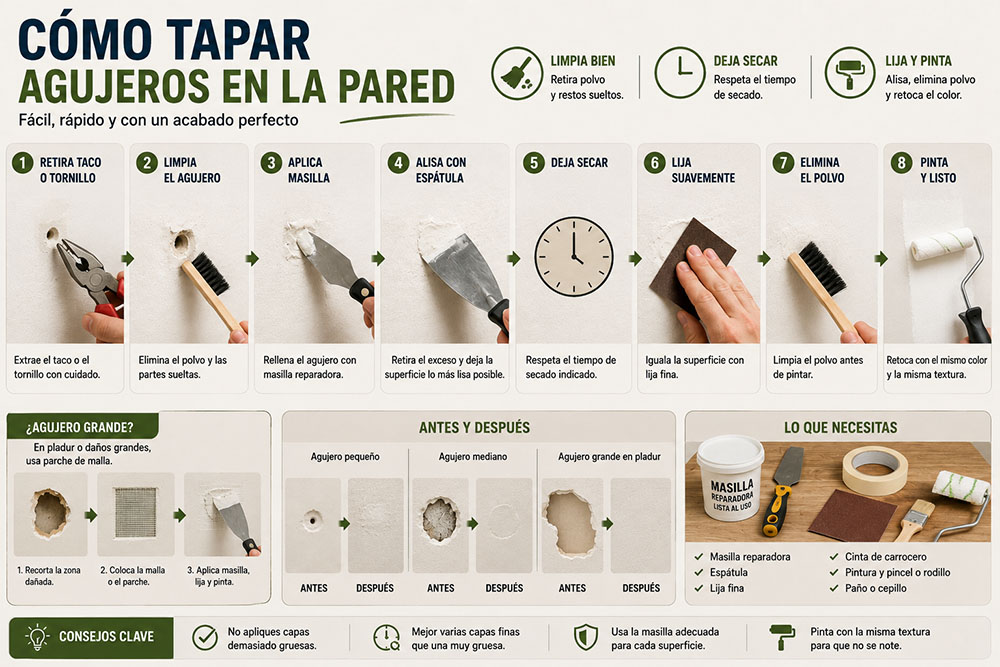 Cómo tapar agujeros en la pared