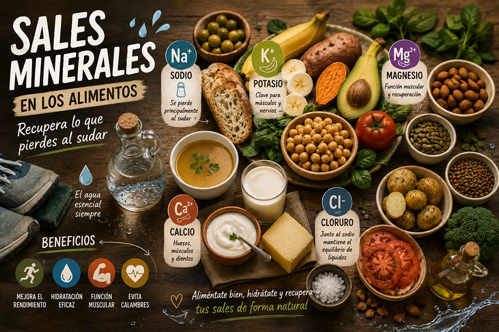 Sales minerales en los alimentos: cómo recuperar lo que perdemos al sudar